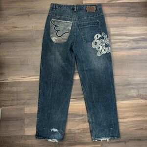 Vintage Y2K Ecko Unlimited Camo Embroidered Streetwear Baggy Jeans Size 36